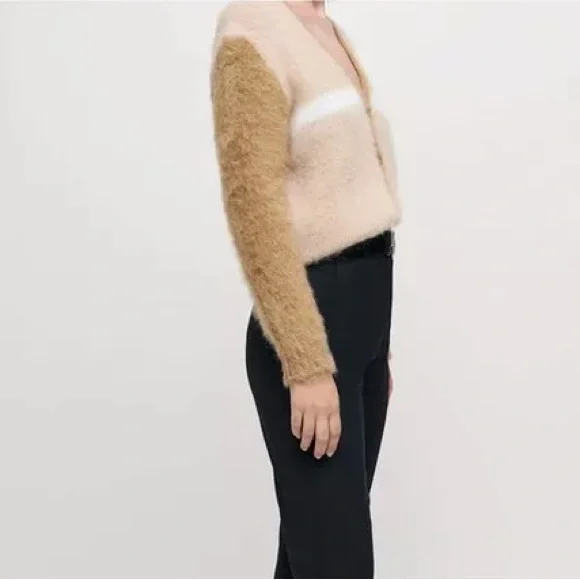 ❤️❤️❤️ MAJE Brushed Mohair-Blend Button-Up Brown Cardigan, size S❤️❤️❤️ - Picture 9 of 10